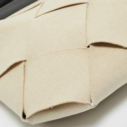 Pre Owned Bottega Veneta Beige/Black Intrecciato Canvas and Leather Slip Tote