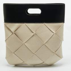 Pre Owned Bottega Veneta Beige/Black Intrecciato Canvas and Leather Slip Tote