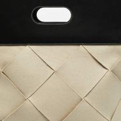 Pre Owned Bottega Veneta Beige/Black Intrecciato Canvas and Leather Slip Tote