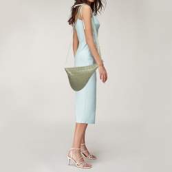 Pre Owned Bottega Veneta Travertine Intrecciato Leather Small Virgule Bag