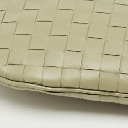 Pre Owned Bottega Veneta Travertine Intrecciato Leather Small Virgule Bag