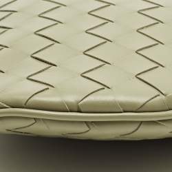 Pre Owned Bottega Veneta Travertine Intrecciato Leather Small Virgule Bag