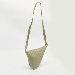Pre Owned Bottega Veneta Travertine Intrecciato Leather Small Virgule Bag