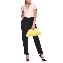 Pre Owned Bottega Veneta Lime Leather Large The Pouch Clutch