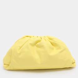 Pre Owned Bottega Veneta Lime Leather Large The Pouch Clutch