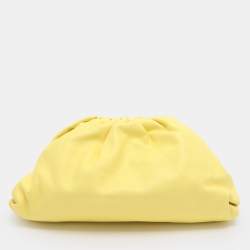 Pre Owned Bottega Veneta Lime Leather Large The Pouch Clutch