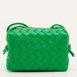 Pre Owned حقيبة كروس بوتيغا فينيتا لوب جلد أخضر صغيرة