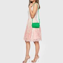 Pre Owned حقيبة كروس بوتيغا فينيتا لوب جلد أخضر صغيرة