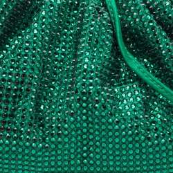 مملوكة مسبقًا حقيبة كلتش بوتيغا فينيتا ذا بوش صغیرة ساتان أخضر بحجر الراين