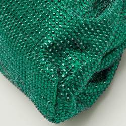 مملوكة مسبقًا حقيبة كلتش بوتيغا فينيتا ذا بوش صغیرة ساتان أخضر بحجر الراين