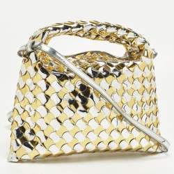 Pre Owned حقيبة كروس بوتيغا فينيتا هوب جلد براءاتة مرايا إنتريتشياتو فضي/ذهبي صغيرة