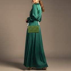 Pre Owned Bottega Veneta Cassette Medium Green Intrecciato Leather Shoulder Bag