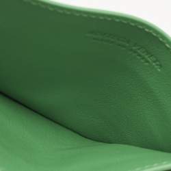 Pre Owned Bottega Veneta Green/Olive Green Intrecciato Leather Card Holder