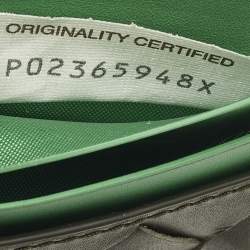 Pre Owned Bottega Veneta Green/Olive Green Intrecciato Leather Card Holder