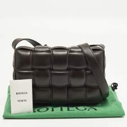 Pre Owned Bottega Veneta Cassette Brown Padded Intreccio Leather Shoulder Bag