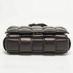 Pre Owned Bottega Veneta Cassette Brown Padded Intreccio Leather Shoulder Bag