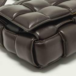 Pre Owned Bottega Veneta Cassette Brown Padded Intreccio Leather Shoulder Bag