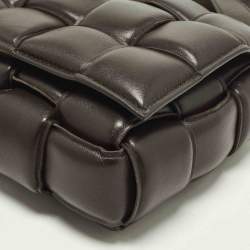 Pre Owned Bottega Veneta Cassette Brown Padded Intreccio Leather Shoulder Bag