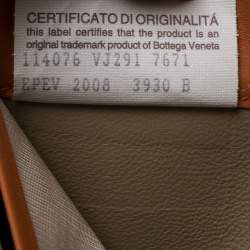 Pre Owned Bottega Veneta Orange/White Intrecciato Leather Zip Around Wallet 