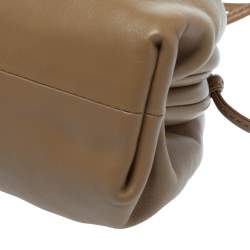 Pre Owned Bottega Veneta Tan Leather Mini Clutch Bag