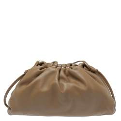 Pre Owned Bottega Veneta Tan Leather Mini Clutch Bag