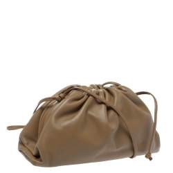 Pre Owned Bottega Veneta Tan Leather Mini Clutch Bag