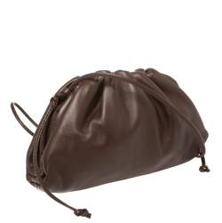 Pre Owned Bottega Veneta Brown Leather Mini Pouch Bag