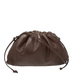 Pre Owned Bottega Veneta Brown Leather Mini Pouch Bag