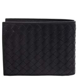 Pre Owned Bottega Veneta Black Intrecciato Leather Bifold Wallet
