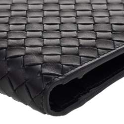 Pre Owned Bottega Veneta Black Intrecciato Leather Bifold Wallet