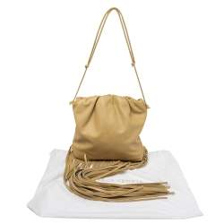 Bottega Veneta Beige Leather Fringe Pouch Hobo