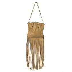 Bottega Veneta Beige Leather Fringe Pouch Hobo