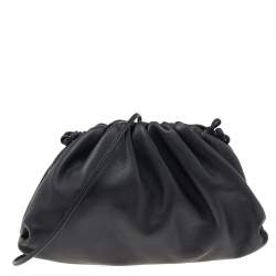 Pre Owned Bottega Veneta Black Leather Mini Pouch Clutch Bag