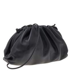 Pre Owned Bottega Veneta Black Leather Mini Pouch Clutch Bag