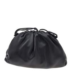 Pre Owned Bottega Veneta Black Leather Mini Pouch Clutch Bag