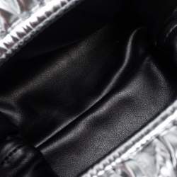 Pre Owned Bottega Veneta Silver Leather Mini Pouch Bag