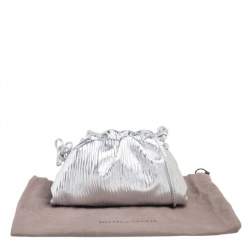 Pre Owned Bottega Veneta Silver Leather Mini Pouch Bag
