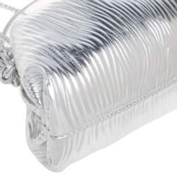 Pre Owned Bottega Veneta Silver Leather Mini Pouch Bag