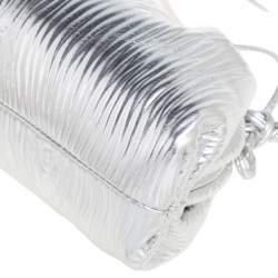 Pre Owned Bottega Veneta Silver Leather Mini Pouch Bag