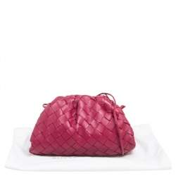 Pre Owned Bottega Veneta Burgundy Intrecciato Leather Mini The Pouch Bag