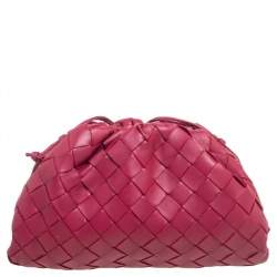 Pre Owned Bottega Veneta Burgundy Intrecciato Leather Mini The Pouch Bag