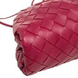 Pre Owned Bottega Veneta Burgundy Intrecciato Leather Mini The Pouch Bag