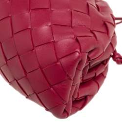 Pre Owned Bottega Veneta Burgundy Intrecciato Leather Mini The Pouch Bag