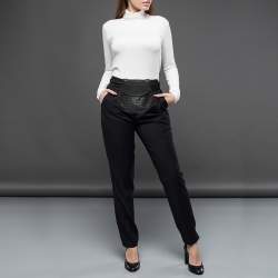 Pre Owned Bottega Veneta Black Intrecciato Leather Belt Bag