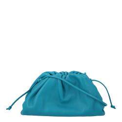 Pre Owned Bottega Veneta Blue Leather Mini Clutch Bag 
