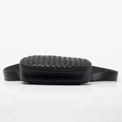Pre Owned Bottega Veneta Black Intrecciato Leather Belt Bag