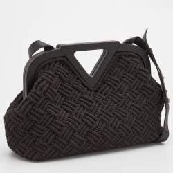 Pre Owned حقيبة كتف بوتيغا فينيتا بوينت نسيج مخرم غليظ إنترشياتو بنية داكنة