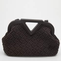 Pre Owned حقيبة كتف  بوتيغا فينيتا بوينت نسيج مخرم غليظ إنترشياتو بنية داكنة