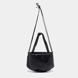 Bottega Veneta Intrecciato Shoulder Bag Small Black in Lambskin with  Gunmetal - US