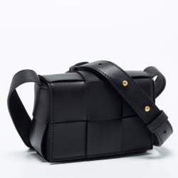 Pre Owned Bottega Veneta Black Intrecciato Leather Candy Cassette Shoulder Bag